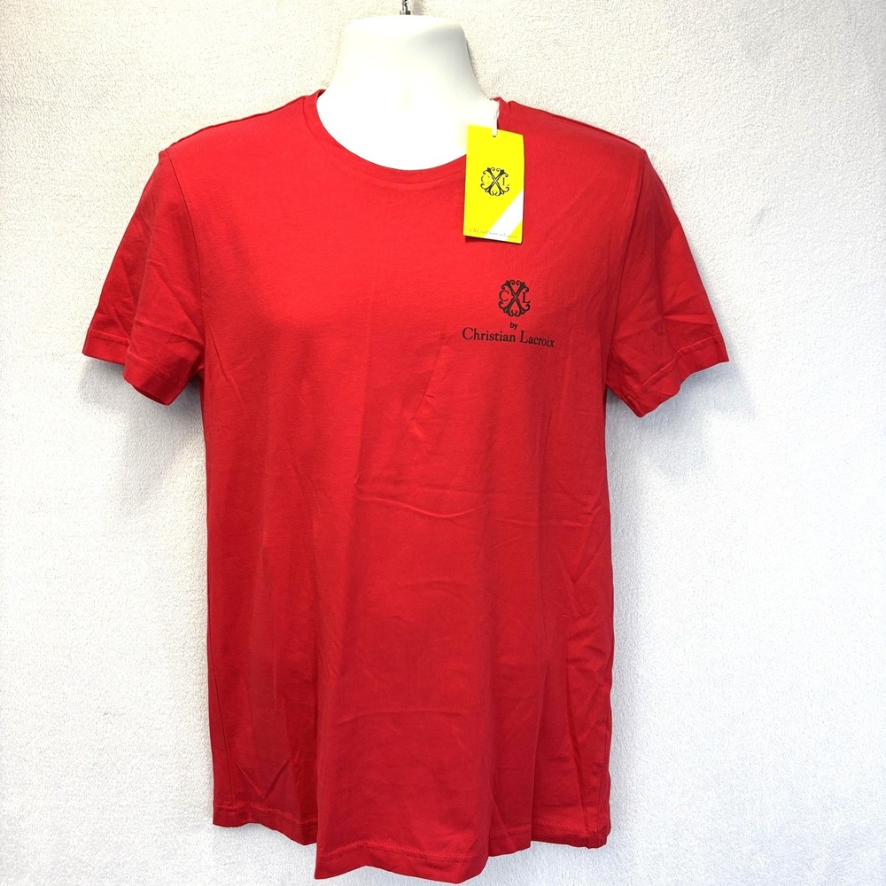 CXL Christian Lacroix T-Shirt Mens Small Red Cotton Logo Graphic Tee Crew Neck